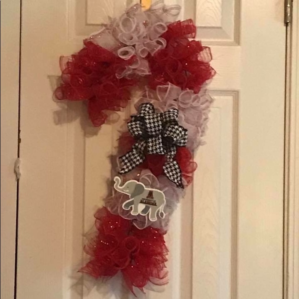 Alabama candy cane deco mesh wreath